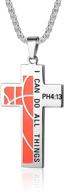 🏀 я могу сделать все вещи баскетбол крест ожерелье: стильный нержавеющей стальной подвески для спортивных мальчиков и мужчин логотип