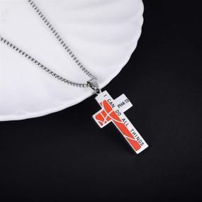 img 2 attached to 🏀 I CAN DO All Things Basketball Cross Necklace: Stylish Stainless Steel Pendant for Sporty Boys and Men