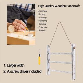 img 3 attached to 🧺 HoreZer Wall-Mounted Hanging Towel Rack: Space-Saving Ladder Hand Towel Rack for Bathroom Décor, Rustic Farmhouse-Inspired Design