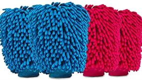 img 4 attached to 🚗 Aeroway Chenille Microfiber Premium Car Wash Mitt - Scratch-Free, Double Sided, 4 Pack, ExtraLarge, 2 Color