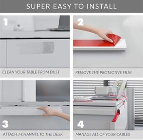 img 1 attached to 🔌 White J Channel Cable Raceway - Cord Management System - Set of 4x 16'' Cable Channels for Under Desk Management. Ideal Cable Raceways for Home and Office. Includes Adhesive Wire Raceway Kit.