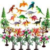 🦕 dinosaur tree cake decorations - orgmemory 27pcs mini dinosaurs with bases - plastic trees for crafts or cake decorations логотип