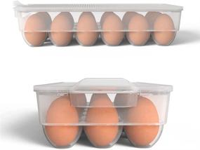 img 2 attached to 🥚 Clear Covered Egg Holder 3-Pack: Convenient Plastic Egg Storage for Fridges, with Lid - Holds 18 Eggs