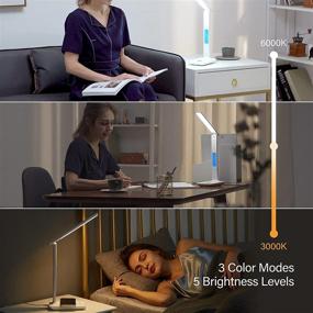 img 1 attached to Poukaran Desk Lamp: Multi-function LED Lamp with Wireless Charger, USB Port, Clock, Date, Temperature, and More - Ideal for Home Office