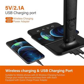 img 2 attached to Poukaran Desk Lamp: Multi-function LED Lamp with Wireless Charger, USB Port, Clock, Date, Temperature, and More - Ideal for Home Office