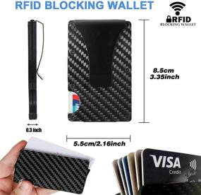 img 3 attached to Кошельки RFID JYHF для мужчин - стильные и надежные карбоновые минималистичные тонкие кошельки с денежным зажимом и отделением для карт