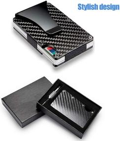 img 1 attached to JYHF RFID Wallets for Men – Stylish and Secure Carbon Fiber Minimalist Slim Wallet with Money Clip and Card Holder