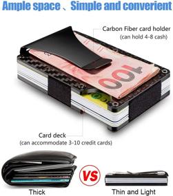 img 2 attached to JYHF RFID Wallets for Men – Stylish and Secure Carbon Fiber Minimalist Slim Wallet with Money Clip and Card Holder