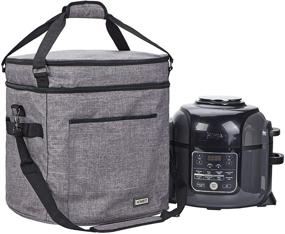 img 4 attached to HOMEST Carrying Bag for Ninja Foodi 9-in-1 Pressure, Slow Cooker, Air Fryer: Insulated Travel Carrier with Easy to Clean Lining, Top Zip Compartment, Accessory Pocket - Grey