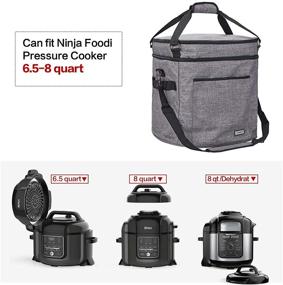 img 3 attached to HOMEST Carrying Bag for Ninja Foodi 9-in-1 Pressure, Slow Cooker, Air Fryer: Insulated Travel Carrier with Easy to Clean Lining, Top Zip Compartment, Accessory Pocket - Grey