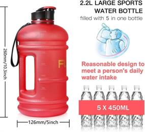 img 2 attached to 🏋️ FUNUS 2.2L Big Water Bottle: BPA Free, Leakproof, & Reusable for Fitness, Gym, Outdoor Climbing - Red Half Gallon Water Bottle for Men and Women