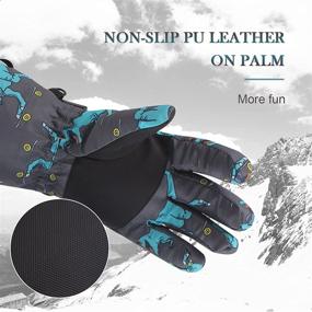 img 2 attached to 🦖 Stay Warm and Stylish with Colorful Dinosaur Waterproof Mittens - Perfect Cold Weather Boys' Accessories!