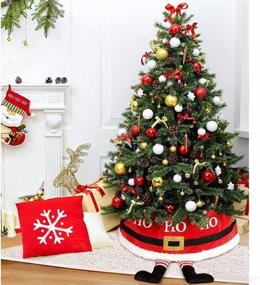 img 2 attached to 🎄 LASPERAL Christmas Tree Collar: Santa Claus Red Basket with Faux Fur Ring - 24'' Plush Holiday Decoration for Home and Party