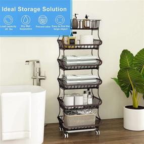 img 2 attached to 🥦 Apsan 6 Tier Fruit Basket: Organize Your Kitchen with Storage Cart, Wire Basket on Wheels for Fruits and Vegetables, Onions and Potatoes - Bronze