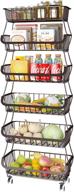 🥦 apsan 6 tier fruit basket: organize your kitchen with storage cart, wire basket on wheels for fruits and vegetables, onions and potatoes - bronze logo