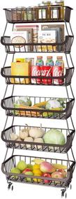 img 4 attached to 🥦 Apsan 6 Tier Fruit Basket: Organize Your Kitchen with Storage Cart, Wire Basket on Wheels for Fruits and Vegetables, Onions and Potatoes - Bronze