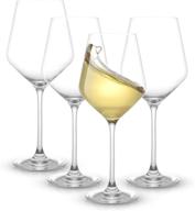 joyjolt layla white wine glasses - set of 4 italian 13.5 oz clear wine glasses, made in europe logo