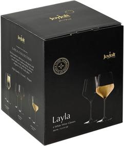 img 1 attached to JoyJolt Layla White Wine Glasses - Set of 4 Italian 13.5 oz Clear Wine Glasses, Made in Europe