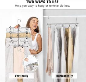 img 2 attached to 👖 CINKSY 5-Tier Metal Skirt Pants Hanger: Efficient Closet Organizer for Jeans, Slacks, and Shorts - Pack of 3