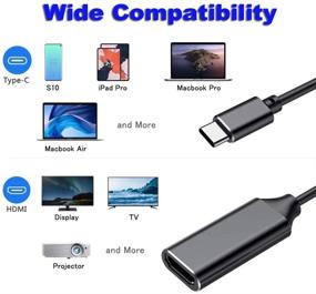 img 2 attached to 🔌 USB C to HDMI Adapter - Thunderbolt 3 Compatible, 4K Cable for MacBook Pro 2018/2017/2016, Samsung Note 9/S9/Note 8/S8, Huawei Mate 20 & More