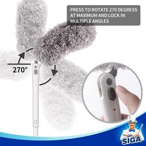 img 2 attached to 🧹 MR.SIGA Gray Microfiber Duster - Adjustable Head, Extendable Pole - Washable Ceiling Fan Duster