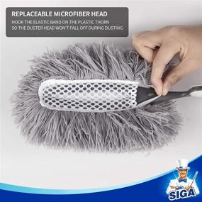 img 1 attached to 🧹 MR.SIGA Gray Microfiber Duster - Adjustable Head, Extendable Pole - Washable Ceiling Fan Duster