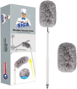 img 4 attached to 🧹 MR.SIGA Gray Microfiber Duster - Adjustable Head, Extendable Pole - Washable Ceiling Fan Duster