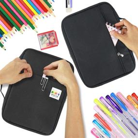 img 1 attached to 🖌️ YOUSHARES 166 Slots Colored Pencil Case & 110 Slots Gel Pen Organizer - Multilayer Holder for Glitter Gel Pens, Refills, Colored Pencils - Ideal for Adults & Artists (Black)