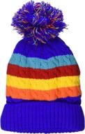 🧶 peach couture classic striped cable knit winter pom pom hat for kids - warm and adorable logo