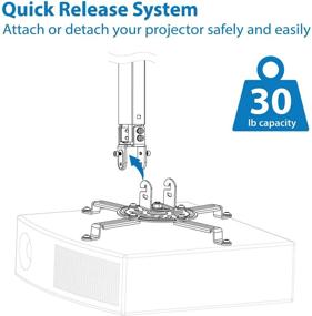 img 1 attached to 🔧 Универсальное крепление для проектора к потолку - полностью подвижное и регулируемое по высоте (14,5 - 21,5 дюйма) - подходит под эпсон, оптома, бенк, вьюсоник - вместимость 30 фунтов (Среднее)
