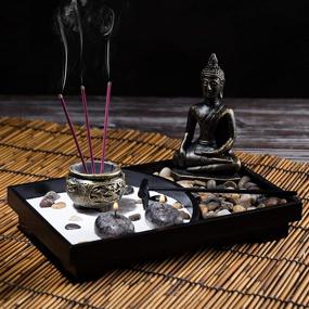 img 3 attached to 🌿 Mini Zen Garden Kit with Buddha Statue Tabletop, Incense Burner, Rake, Stones - Home Office Japanese Rock Garden Meditation Gift