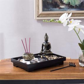 img 2 attached to 🌿 Mini Zen Garden Kit with Buddha Statue Tabletop, Incense Burner, Rake, Stones - Home Office Japanese Rock Garden Meditation Gift