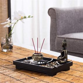 img 1 attached to 🌿 Mini Zen Garden Kit with Buddha Statue Tabletop, Incense Burner, Rake, Stones - Home Office Japanese Rock Garden Meditation Gift