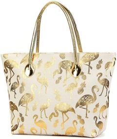 img 2 attached to 🍍 Women's Beach Handbags & Wallets with Metal Pineapple Print on Canvas, and Totes