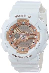 img 4 attached to Часы Casio Women's BA-110-7A1CR Baby-G в розовом золоте с аналогово-цифровым дисплеем: 🌹 Элегантное сочетание стиля и функциональности с белым резиновым ремешком.