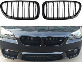img 3 attached to 🖤 Gloss Black Double Slats Kidney Grille Grill Replacement for BMW E90 E91 LCI 325i 328i 335i 4D (2009-2011)