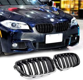 img 4 attached to 🖤 Gloss Black Double Slats Kidney Grille Grill Replacement for BMW E90 E91 LCI 325i 328i 335i 4D (2009-2011)