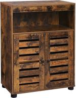 vasagle rustic brown bathroom storage cabinet with 🚪 louvered doors and open compartments - adjustable shelf included логотип