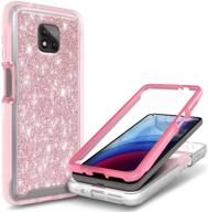 📱 nznd motorola moto g power 2021 case - full-body shockproof, glitter rose gold design, built-in screen protector, impact resist phone cover logo