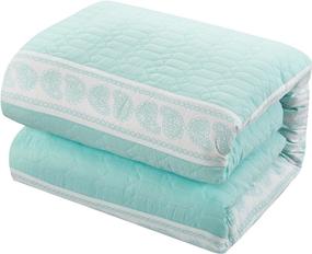 img 3 attached to 🛏️ Chic Home Titian 6 Piece Comforter Collection - Twin Size - Hexagon Embossed Paisley Print Border Design - Bed in a Bag-Sheet Set - Including Decorative Pillow Sham - Aqua