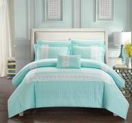 🛏️ chic home titian 6 piece comforter collection - twin size - hexagon embossed paisley print border design - bed in a bag-sheet set - including decorative pillow sham - aqua logo