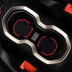 img 1 attached to Auovo Anti-Dust Door Mats For Renegade Accessories 2015 2016 2017 Cup Holder Inserts Liners Center Console Mats 16PCS (Red Trim)