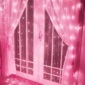 img 1 attached to 🌸 Pink Curtain Lights: 8 Modes LED String Lights for Stunning Garden, Girls' Room, Party, Window and Wall Decorations