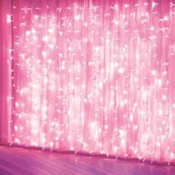 🌸 pink curtain lights: 8 modes led string lights for stunning garden, girls' room, party, window and wall decorations логотип