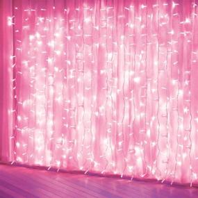 img 4 attached to 🌸 Pink Curtain Lights: 8 Modes LED String Lights for Stunning Garden, Girls' Room, Party, Window and Wall Decorations