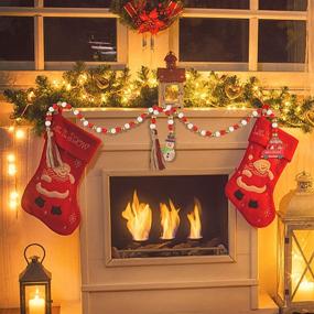 img 3 attached to 🎄 MRTREUP Holiday Wooden Bead Garland with Red and Gold Beads, Festive Farmhouse Rustic Beads with Snowman Christmas Car and Buffalo Plaid Tassels, Hanging Christmas Decor for Home