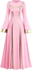 img 4 attached to 💃 Premium Bi Color Bell Sleeve Metallic Praise Dance Dress for Women – Ideal for Liturgical Church Worship and Lyrical Performances