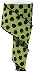 img 1 attached to 🍏 Lively Lime Green and Black Polka Dot Wired Edge Ribbon - 2.5" x 10 Yards: Vibrant and Versatile!