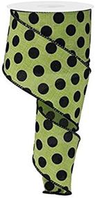 img 2 attached to 🍏 Lively Lime Green and Black Polka Dot Wired Edge Ribbon - 2.5" x 10 Yards: Vibrant and Versatile!