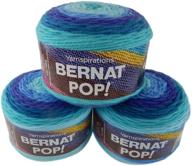 bernat pop worsted weight self-striping 3-pack acrylic yarn - blue blaze: vibrant colors, generous length, lightweight logo